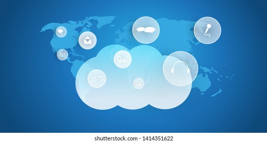 Internet das coisas, Cloud Computing Design Concept with Icons - Conexões de rede digital, Tecnologia de fundo 
