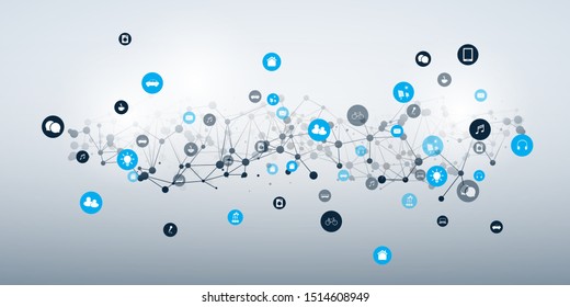 Internet of Things, Cloud Computing Design Concept with Icons - Digital Network Connections, Technology Background