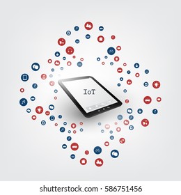 Internet das coisas, Cloud Computing Design Concept with Icons - Conexões de rede digital, Tecnologia de fundo