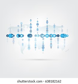 Internet of Things, Cloud Computing Design Concept with Icons - Digital Network Connections, Technology Background 