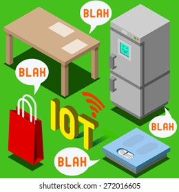 Internet of Things Collection Isometric Representation IoT Domotics rfid 3D Domotics Vector Illustration Home Set Isometric Internet Iot 3D Vector Domotic