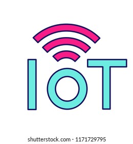 Internet of things color icon. IoT signal. Artificial intelligence. Isolated vector illustration
