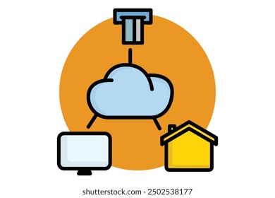 Internet of things colored outline icon. icon related to technology. data analytics elements vector illustration