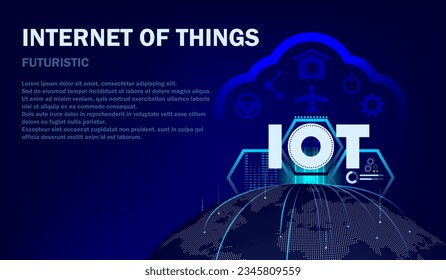 Internet of Things Communication internet cloud top IOT iconic. embedded sensors, software, technologies connect devices  systems over internet, world map social network connecting. vector illustrator