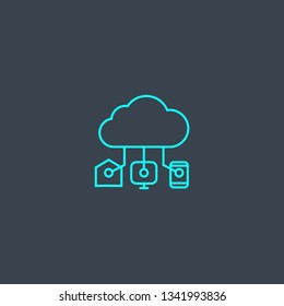 Internet of things concept blue line icon. Simple thin element on dark background. Internet of things concept outline symbol design. Can be used for web and mobile UI/UX