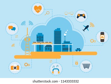 Internet of things concept , devices and connectivity icon . Vector illustration
