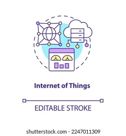 Internet of things concept icon. Artificial intelligence. Data science technology abstract idea thin line illustration. Isolated outline drawing. Editable stroke. Arial, Myriad Pro-Bold fonts used