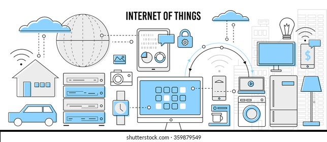 Internet of Things concept, info graphic business icons - vector illustration