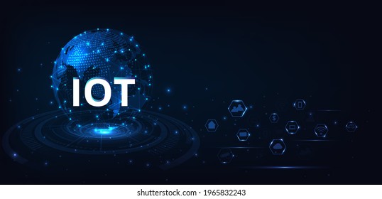 Internet of things concept. IOT design.Global network connection. Communication technology and  Internet networking concept, Connect wireless devices with things.Vector illustration.