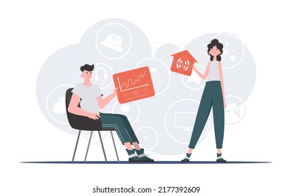 Internet of things concept. Internet of Things Team. Good for presentations and websites. Vector illustration.