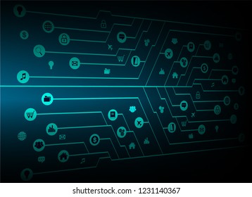 internet of things cyber circuit technology, text box banner