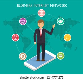 internet of things cyber technology, businessman on phone