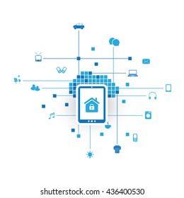 Internet Of Things, Digital Home And Networks Design Concept With Icons