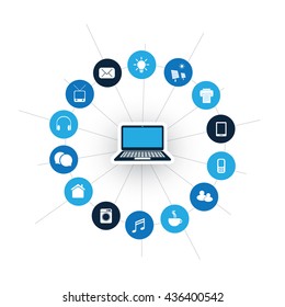 Internet Of Things, Digital Home And Networks Design Concept With Icons