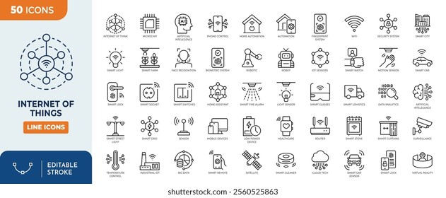 Internet of Things editable icon set.	
