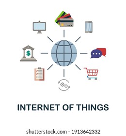 Icono plano de Internet de las cosas. Elemento sencillo de color de la colección fintech. Icono de Internet Creativo de Cosas para diseño web, plantillas, infografías y más
