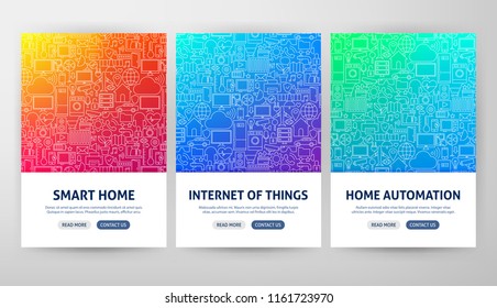 Internet of Things Flyer Concepts. Vector Illustration of Outline Web Banner Design.