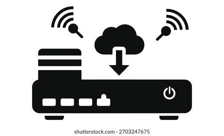 Internet de coisas gateway agregando tráfego de dados local para computação em nuvem ícone do sistema de rede Vetor