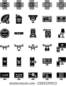 Internet of Things in Glyph Style Icon