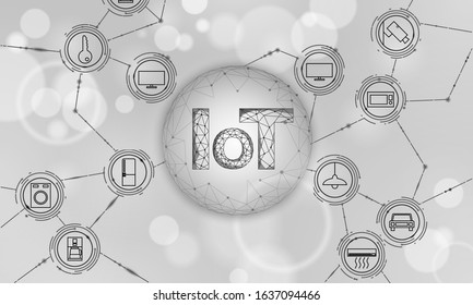 Internet of things icon innovation technology concept. Smart city wireless communication network IOT ICT. Home intelligent system automation Industry 4.0 modern AI computer online vector illustration