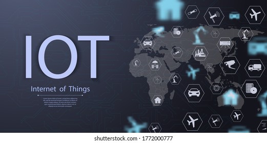 Internet of things icon innovation technology concept. Smart city wireless communication network IOT ICT.  Innovation sign. Digital design concept. Vector