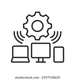 Internet of Things, icon in line design. IoT devices, smart home, connected devices, Automation, Sensors, Smart technology on white background vector. Internet of Things editable stroke icon