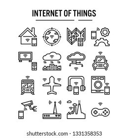 Internet of things icon in outline design for web design , infographic , presentation , mobile application - Vector illustration