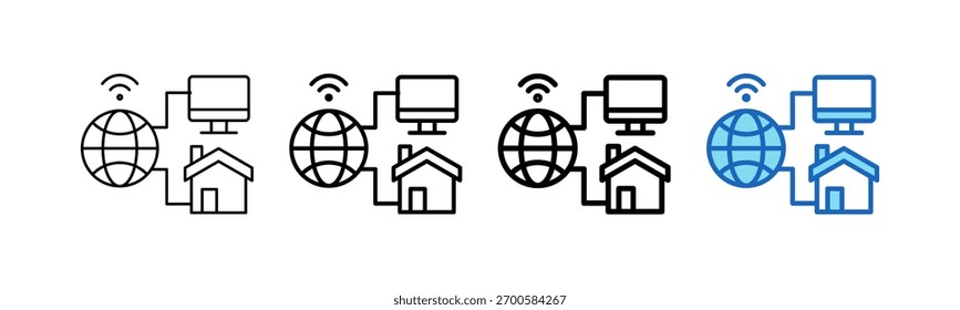 Ilustração de vetor do estilo do contorno do ícone da Internet das coisas