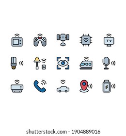 Internet Of Things icon set with color style simple part 2