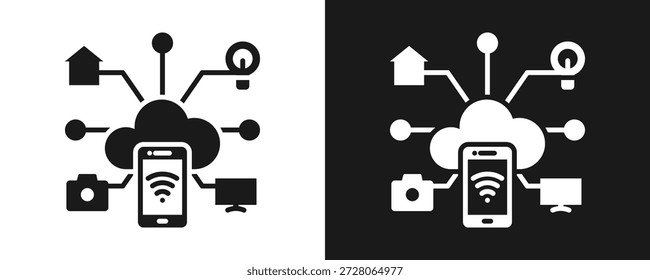 Icono Del Internet De Las Cosas Fijado Glifo En Fondo Blanco Y Negro