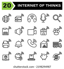 Internet Of Things Icon Set Include World, Earth, Internet Of Things, Hard Disk, Drive, Headphone, Headset, Microphone, Search, Find, Save, Storage, Sound, Volume, Video, Record, Store, Shop, People