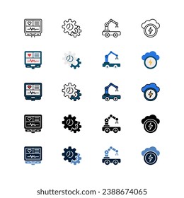 Internet of Things icon set, Set of Technology, health monitoring, predictive maintenance, autonomous system, smart grid, icons