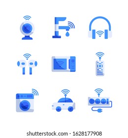 Internet Of Things icon set = webcam, faucet, headphone, earphone, microwave, remote control, washing machine, car, extension cord