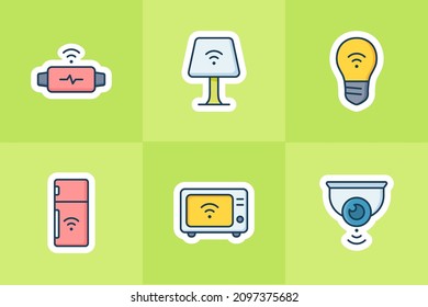 Internet der Dinge Symbol für Aufkleber oder Aufkleber Set Sammlung