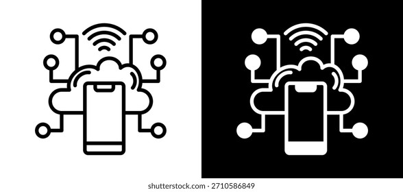 Internet Of Things Icon whiteblack Vector Illustration