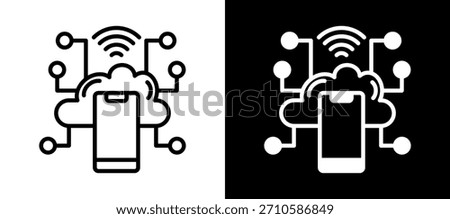 Internet Of Things Icon whiteblack Vector Illustration