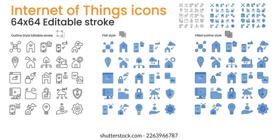 Internet of things icons set. 64x64 editable stroke