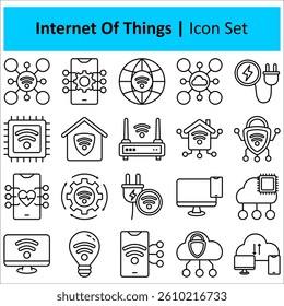 Internet of things icons set. Digital technology, data, network, cloud computing, business, collection. Vector illustration.