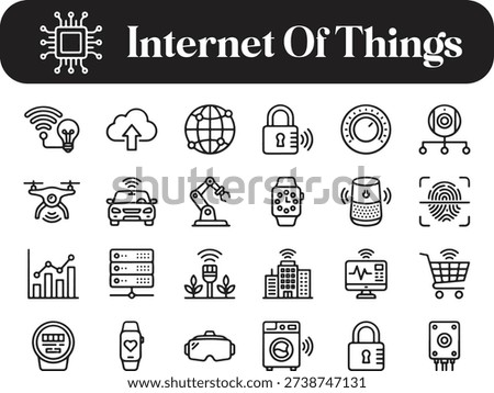 Internet of things icons set including security automation and smart devices on transparent background