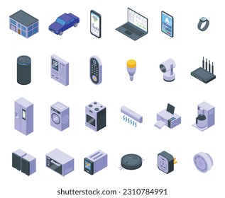 Internet of Things icons set isometric vector. Iot smart. Home remote control