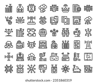 Internet of Things icons set outline vector. Security energy. Network device
