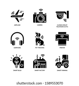 Internet of things icons set solid style
