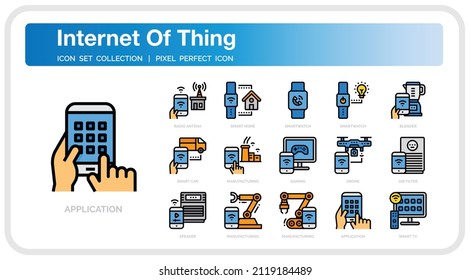Internet der Dinge Symbole gesetzt. UI Pixel Perfect Gut gestaltete Vector Thin Line Icons. Die Illustrationen sind ein Vektor.
