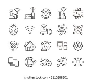 Internet of Things Icons - Vector Line. Editable Stroke. Vector Graphic