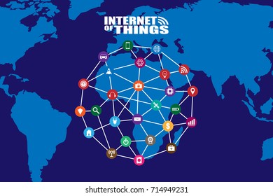 Internet of things illustration. World map.