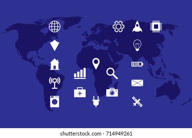 Internet of things illustration. World map.