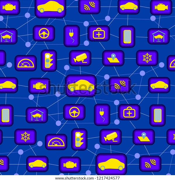 Internet of Things, IoT, Connected Cars, Seamless\
Vector Pattern