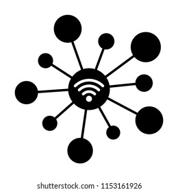 Internet of things / IoT or connected devices to WiFi flat vector icon for network apps and websites