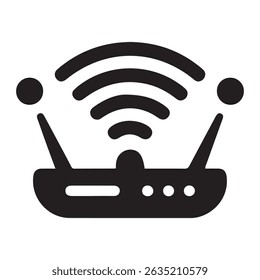 Internet of things IoT or connected devices to WiFi flat vector icon for network apps and websites. Vector black silhouette. with white background
