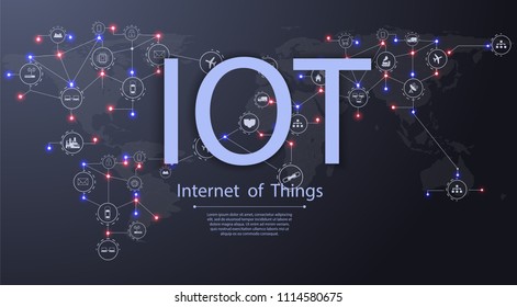  Internet of things (IOT), devices and connectivity concepts on a network, cloud at center. digital circuit board above the planet Earth.